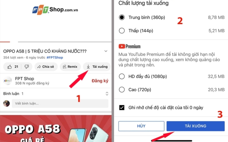 Nhấn nút Tải xuống và chọn độ phân giải video