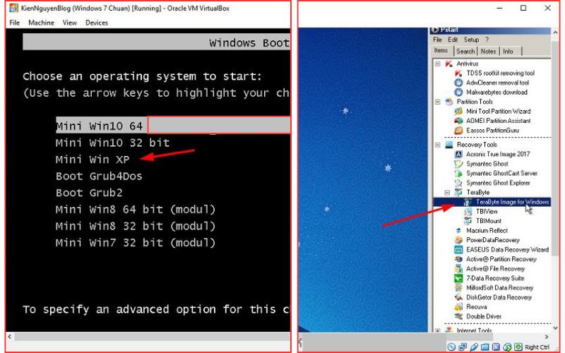 boot vào Mini Windows và mở phần mềm TeraByte