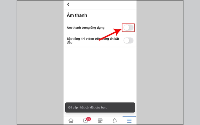 cách bật lại âm thanh Facebook trên điện thoại