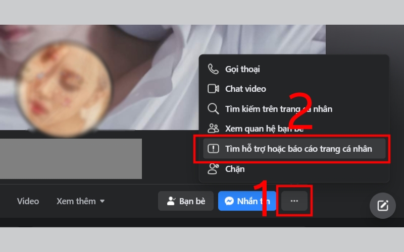 chọn Tìm hỗ trợ hoặc báo cáo trang cá nhân
