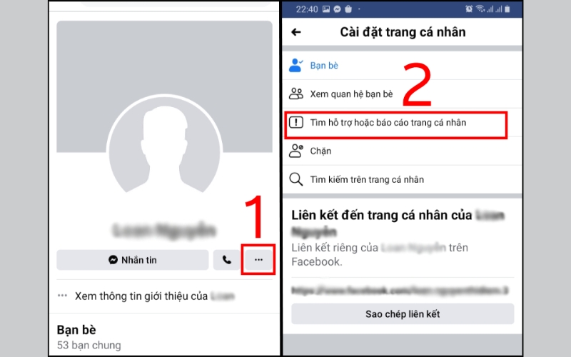 chọn Tìm hỗ trợ hoặc báo cáo Trang
