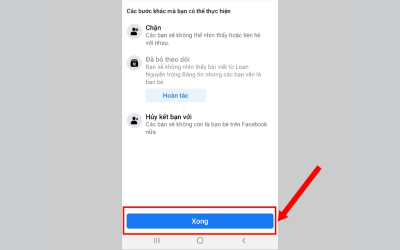 Nhấn Xong để hoàn tất