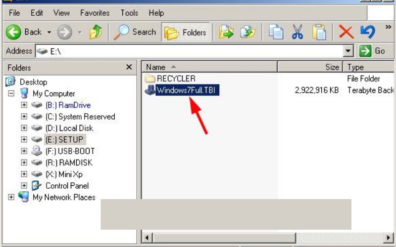file ghost với định dạng .TBI