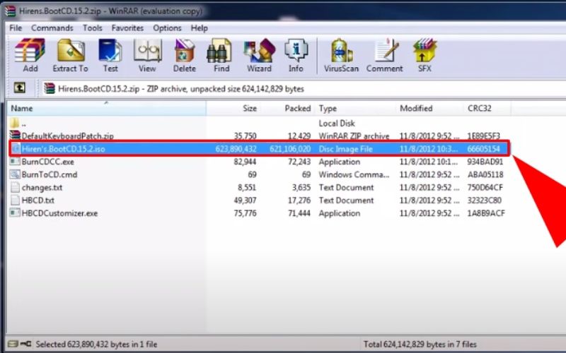 giải nén file Hiren Boot.iso và chuyển vào USB