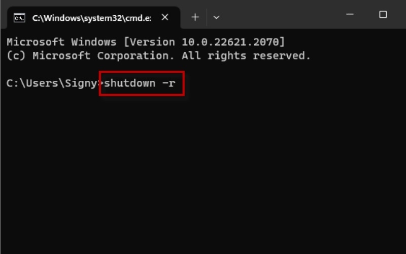 Lệnh CMD Restart khởi động lại máy tính