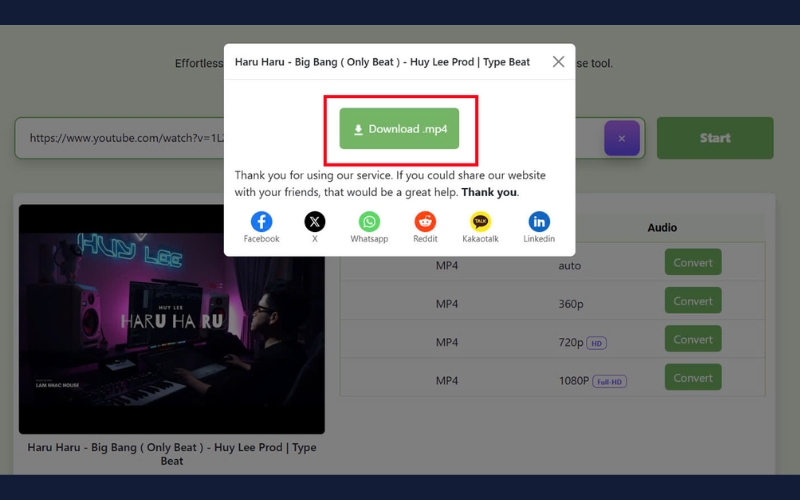 Nhấn Download để tải video Youtube về máy