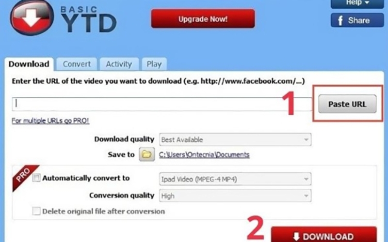 Mở phần mềm và dán link video Youtube vào ô nhập dữ liệu