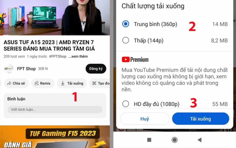 Nhấn nút Tải xuống và chọn độ phân giải video