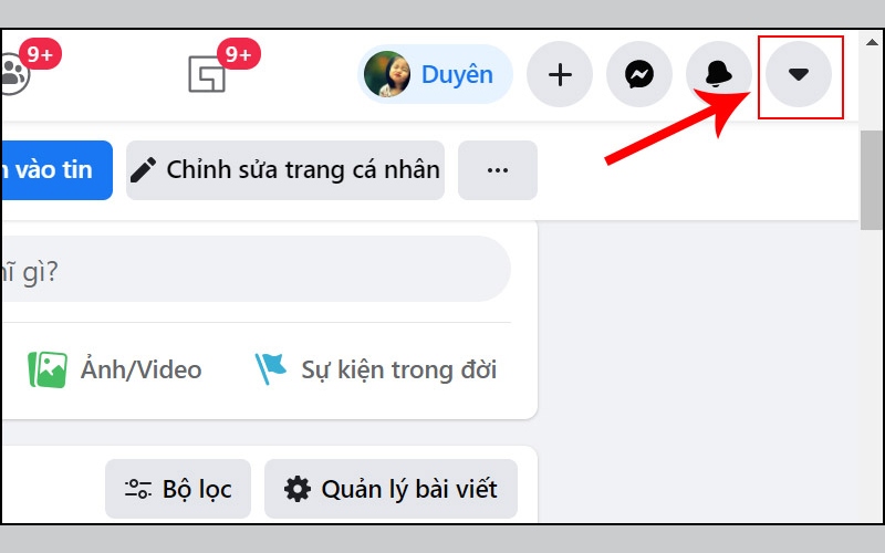 hấn vào biểu tượng mũi tên ở góc trên bên phải màn hình