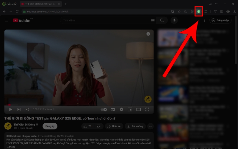 Nhấn vào biểu tượng download phía trên video