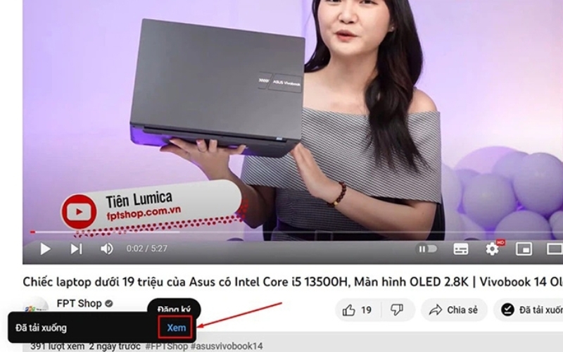 Nhấn vào nút Xem để mở video đã lưu về máy