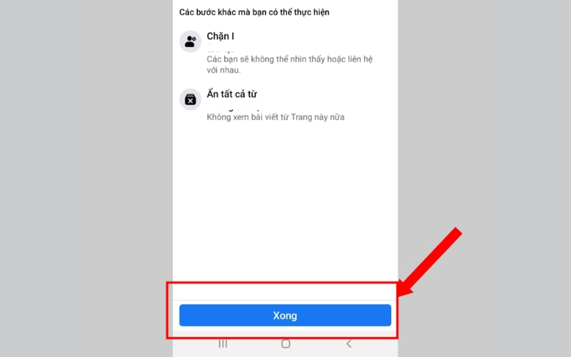 nhấn Xong để hoàn thành