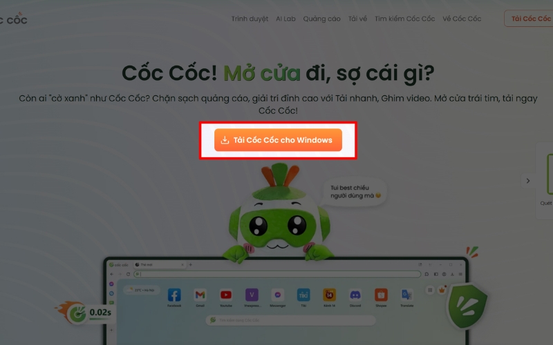 Tải và cài đặt trình duyệt Cốc Cốc cho máy tính